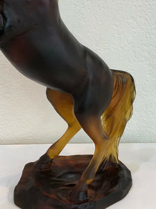 DAUM Pate De Verre Glass Amber Horse Stallion Limited Edition