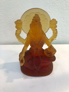 DAUM France Pate De Verre Art Glass Figurine Lakshmi Amber Limited Edition