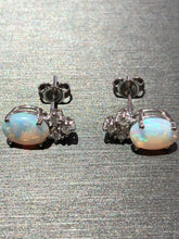 Load image into Gallery viewer, Unique 14k White Gold Diamond And Opal Earrings
