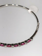 Load image into Gallery viewer, Authentic Sterling Silver Unique Zirconia Red Pink Bracelet Bangle Rhodium
