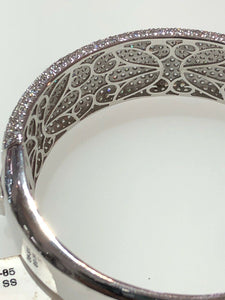 Sterling Silver Unique Zirconia Zircon Bracelet Bangle Rhodium