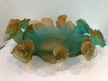Load image into Gallery viewer, DAUM Pate De Verre Glass Green And Pink Rose Passion Bowl Numbered Edition
