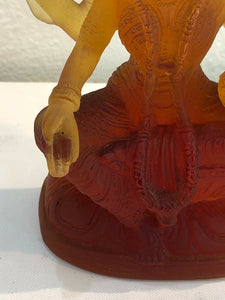 DAUM France Pate De Verre Art Glass Figurine Lakshmi Amber Limited Edition