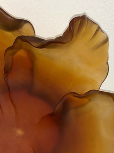 DAUM France Pate De Verre Tulip Art Glass Bowl Amber