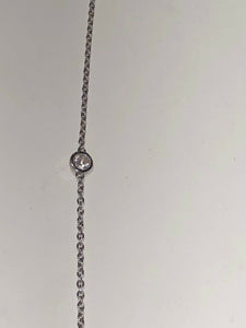 Sterling Silver Unique Zirconia Zircon Design Pendant Necklace 60” Rhodium Plate