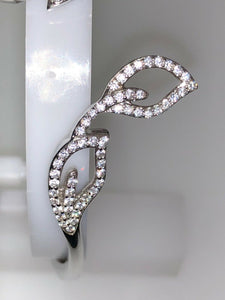 Authentic Sterling Silver Unique Zirconia Bracelet Bangle Rhodium