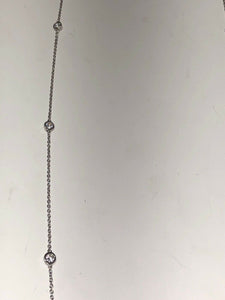 Sterling Silver Unique Zirconia Zircon Design Pendant Necklace 60” Rhodium Plate