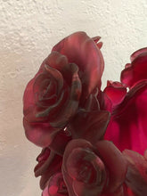 Load image into Gallery viewer, DAUM Pate De Verre Glass Red White Vase Rose Passion Limited Edition
