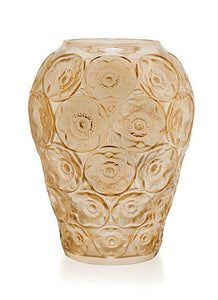 Lalique Crystal Anemones Vase Gold Luster BNIB