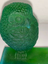 Load image into Gallery viewer, DAUM France Pate De Verre Art Glass Retired Owl On Book Green
