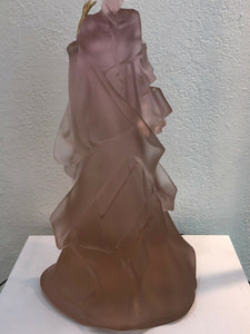 DAUM France Pate De Verre Art Glass Figurine Kabuki Pink Limited Edition
