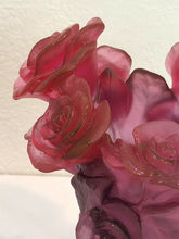 Load image into Gallery viewer, DAUM Pate De Verre Glass Red And Purple Vase Rose Passion Numbered Edition
