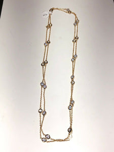 Sterling Silver Unique Zirconia Zircon Design Pendant Necklace 36” Gold Plate