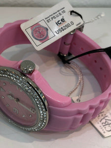 Authentic Ice Watch Pink Rubber Swarovski Crystal ST.PS.U.S.10 Brand New