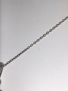 Sterling Silver Unique Zirconia Zircon Design Pendant Rhodium Plate With Chain