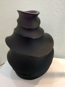 DAUM France Pate De Verre Tulip Art Glass Vase Violet Sand Limited Edition