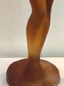 DAUM France Pate De Verre Art Glass Figurine Femme Au Chandail Lady Amber