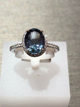Load image into Gallery viewer, Unique 14k White Gold Diamond And Synthetic Tanzanite Ring
