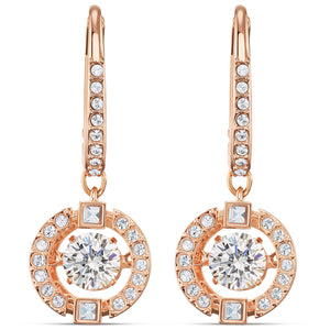 Swarovski Sparkling Dance Pierced Earrings, White, Rose-gold tone plated 5504753