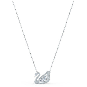 Dancing Swan Necklace, White, Rhodium plated 5514421