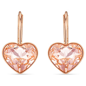Bella Heart Pierced Earrings, Pink, Rose-gold tone plated 5515192