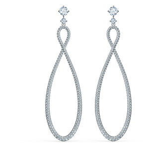 Swarovski Infinity Hoop Pierced Earrings, White, Rhodium plated 5518878