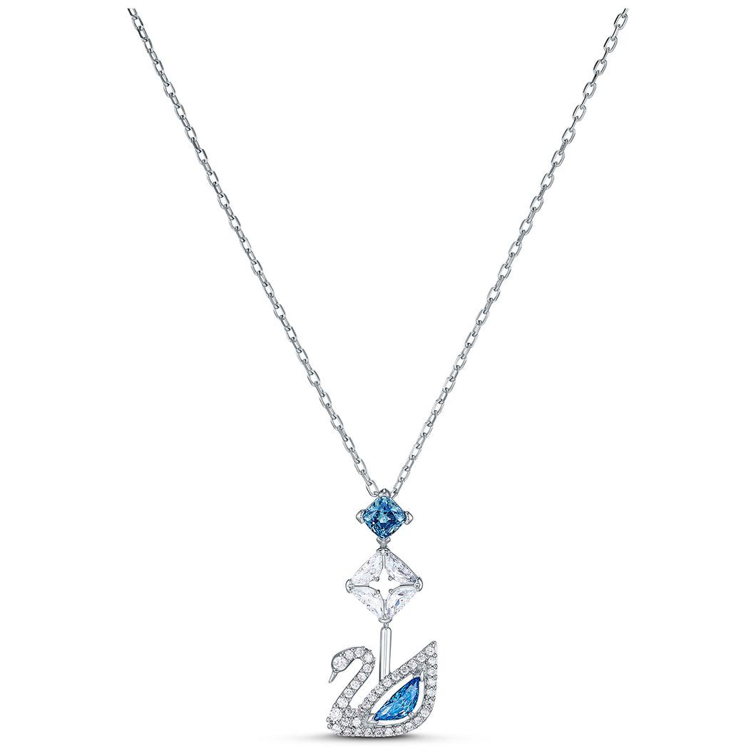 Dazzling Swan Necklace, Blue, Rhodium plated 5530625