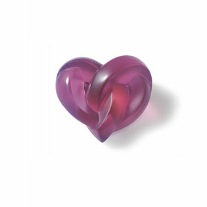 Lalique Crystal Heart Twisted Paperweight Fuschia BNIB 1184720