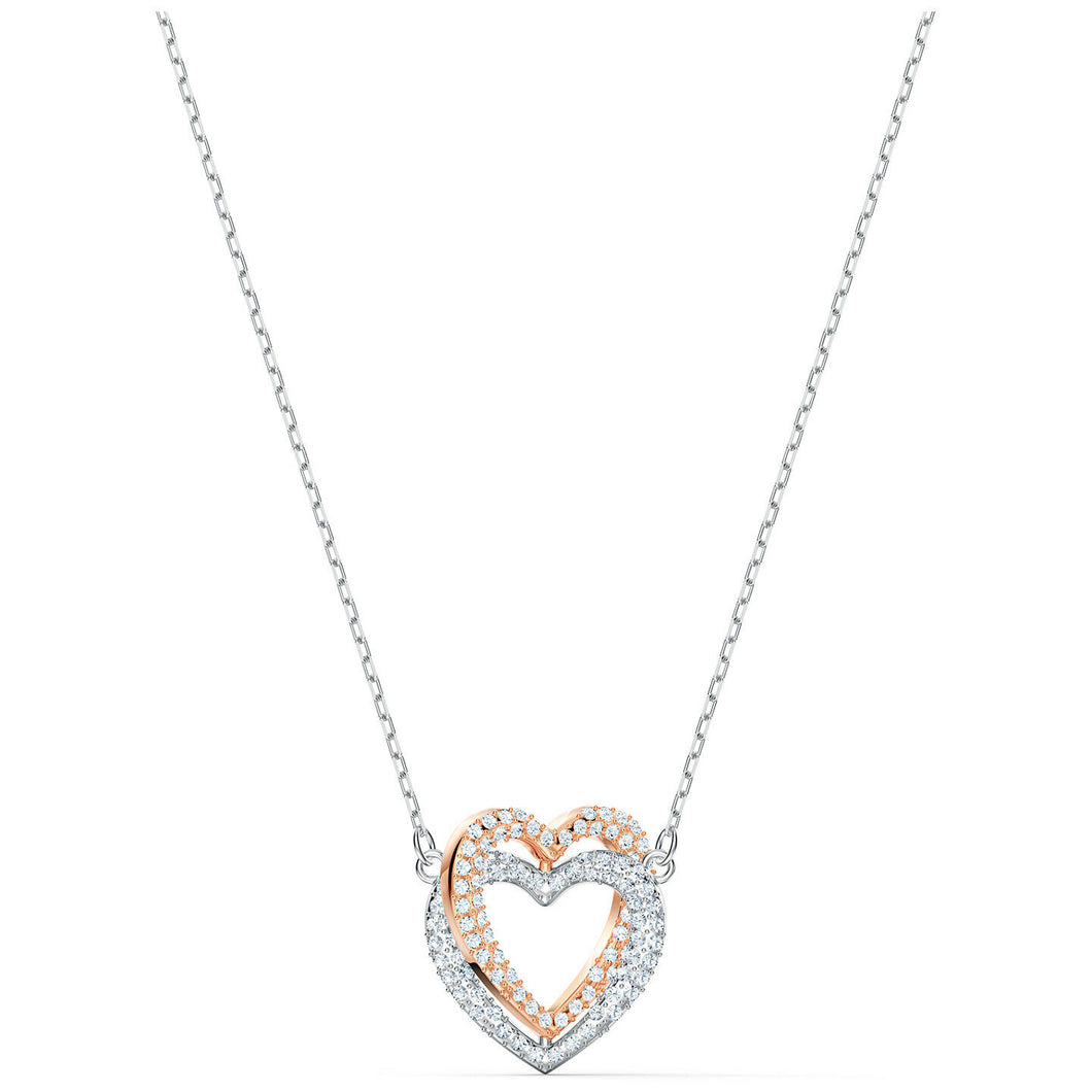 Swarovski Infinity Double Heart Necklace, White, Mixed metal finish BNIB 5518868