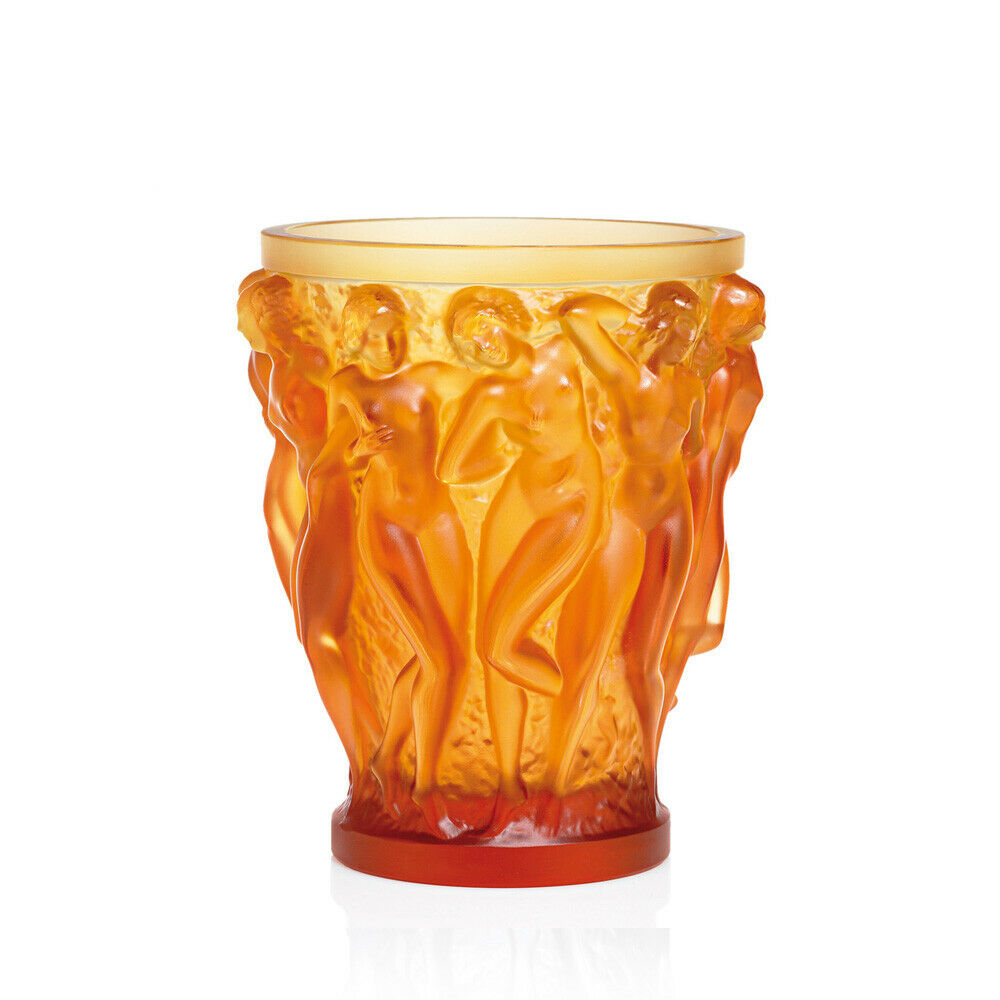 Lalique Crystal Bacchantes Vase Amber Anniversary Numbered Edition BNIB 1220020