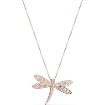 Eternal Flower Necklace, White, Rose-gold tone plated