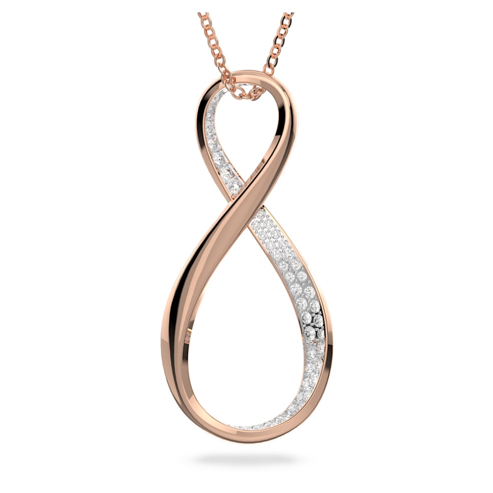 Exist Pendant, Infinity, White, Rose-gold Tone Plated