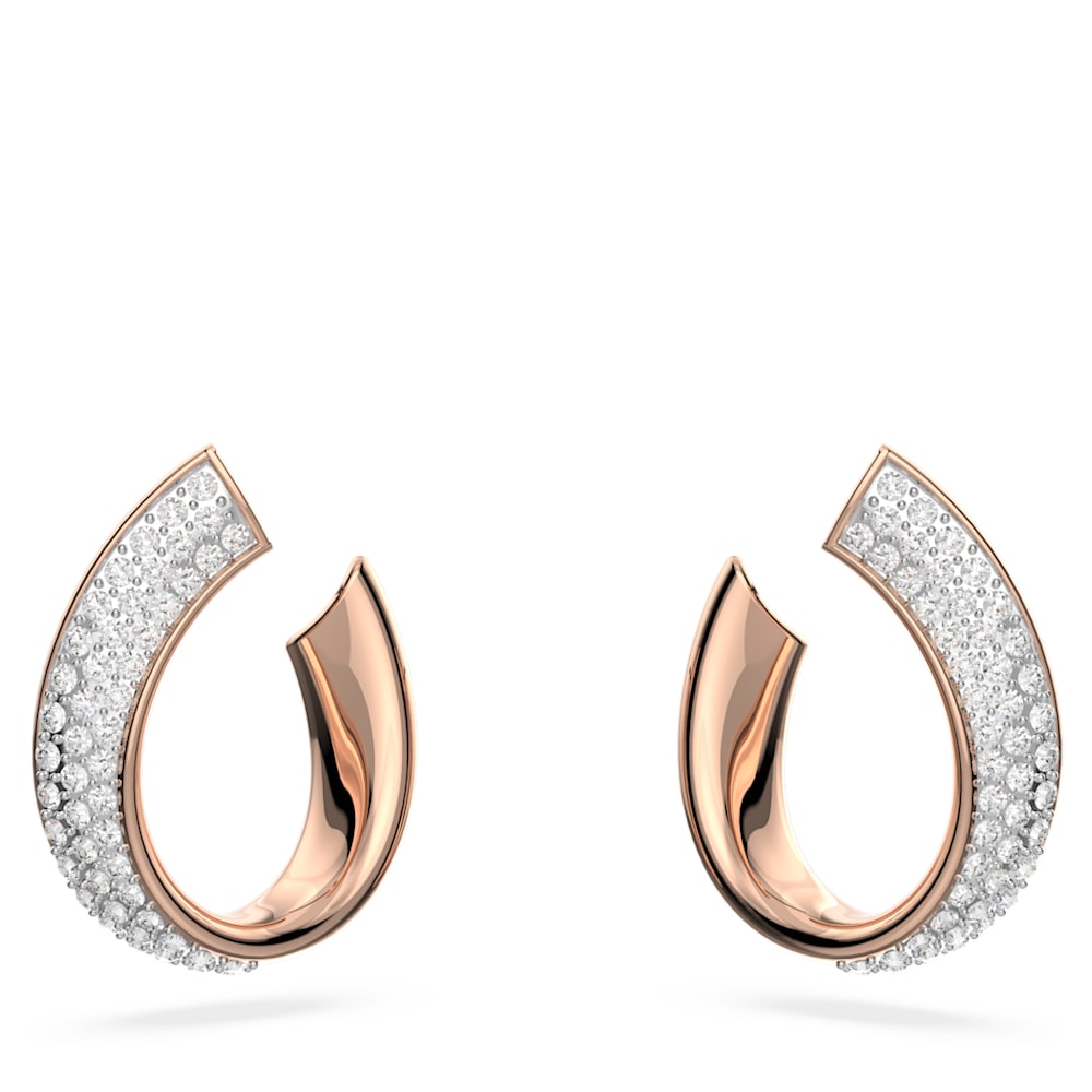 Exist Hoop Earrings, Small, White, Gold-tone Plated