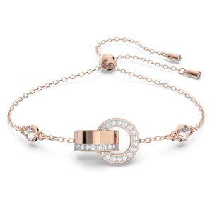 Hollow Bracelet, White, Rose-gold Tone Plated