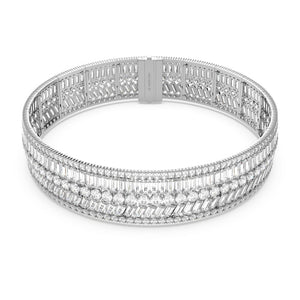 Hyperbola Choker, Mixed Crystals Cut, White, Rhodium Plated