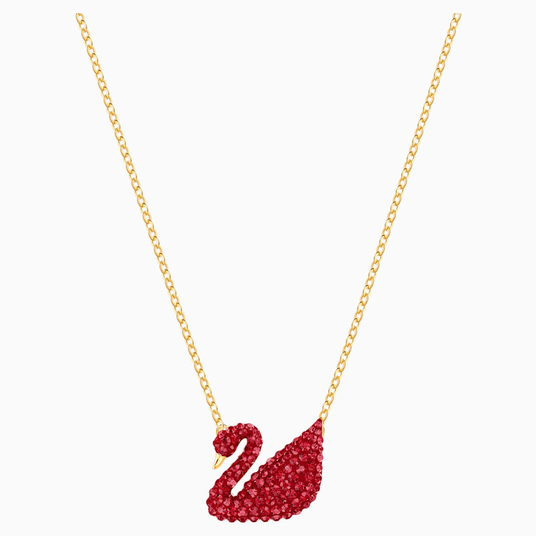 ICONIC SWAN:PENDANT INSI/CRY/GOS RED