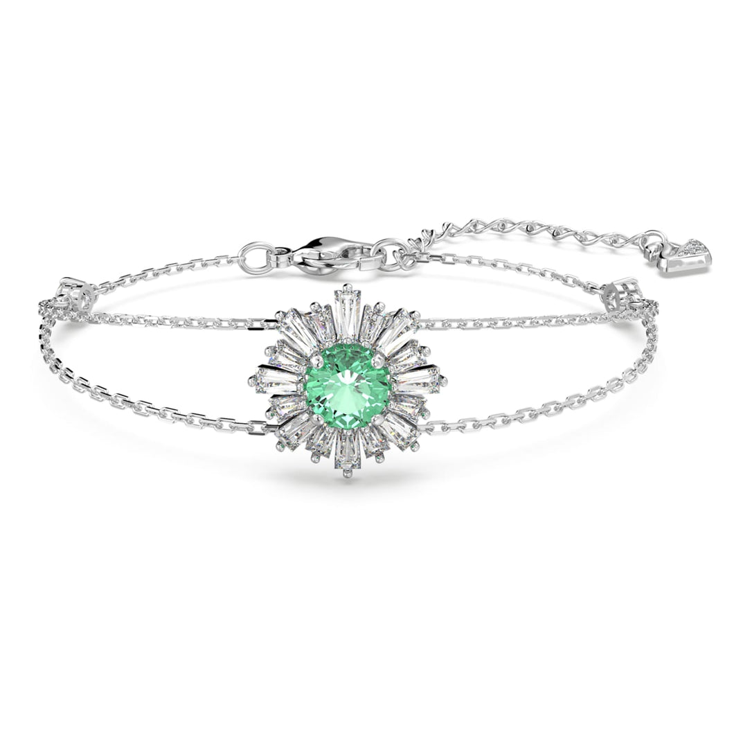 Sunshine bracelet, Green, Rhodium plated