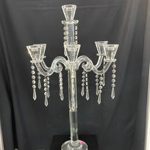 Load image into Gallery viewer, Glass Crystal Candle Holder Candelabra Unique
