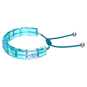 Letra Bracelet, Evil Eye, Blue, Rhodium Plated
