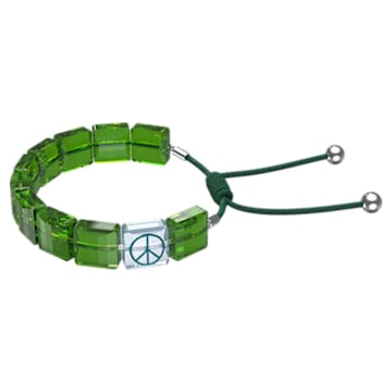 Letra Bracelet, Peace, Green, Rhodium Plated