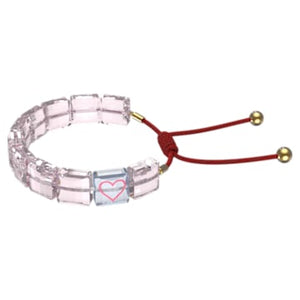 Letra Bracelet, Heart, Pink, Gold-tone Plated