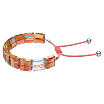 Letra Bracelet, Infinity, Orange, Rhodium Plated