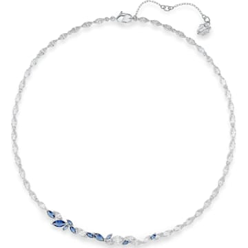 Louison Necklace, Blue, Rhodium plated