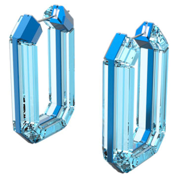 Lucent Hoop Earrings, Blue, Rhodium Plated