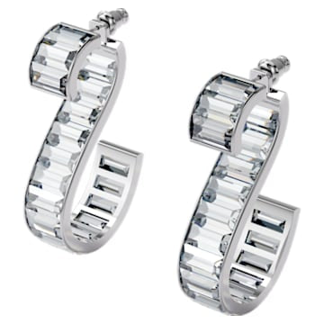 Matrix earrings, White, Rhodium plated