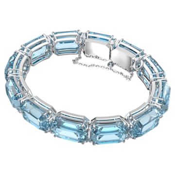 Millenia Bracelet, Octagon Cut Crystals, Blue, Rhodium Plated