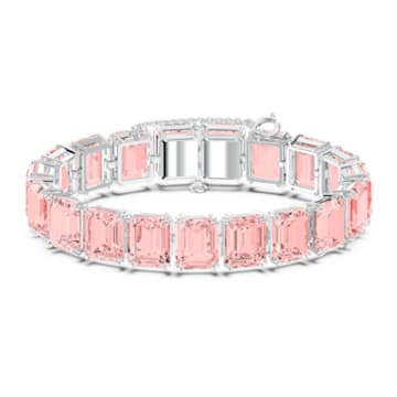 Millenia Bracelet, Octagon Cut Crystals, Pink, Rhodium Plated
