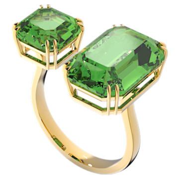 Millenia Cocktail Ring, Octagon Cut Crystals, Green, Gold-tone Plated