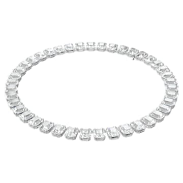 Millenia Necklace, All-around, Octagon Cut Crystals, White, Rhodium Plated