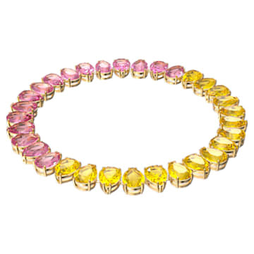 Millenia Necklace, Pear Cut Crystals, Multicolored, Gold-tone Plated